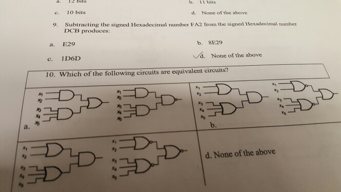 Solved b 1 bits c 10 bits d none of the above 9 chegg
