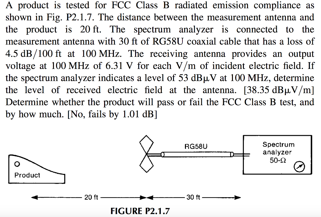 A Product Is Tested For FCC Class B Radiated Emission | Chegg.com