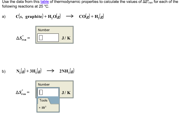 Solved: Use The Data From This Table Of Thermodynamics Pro... | Chegg.com