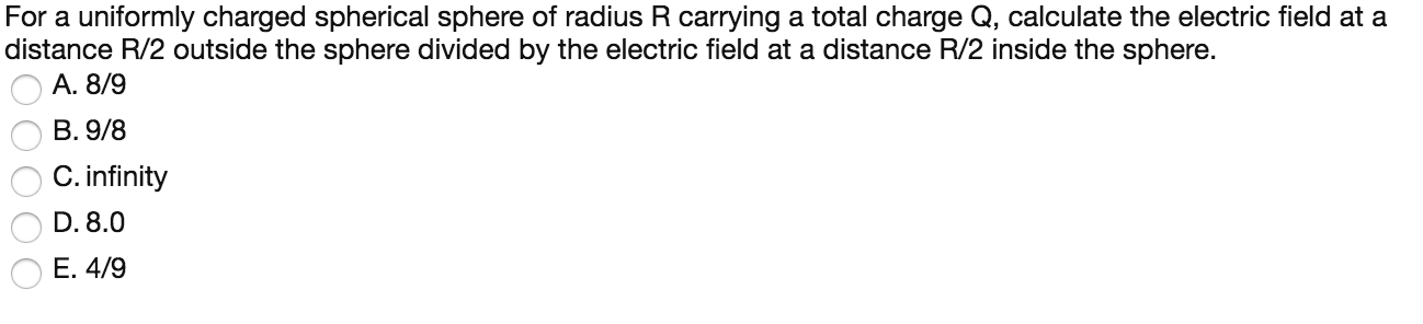 Solved For a uniformly charged spherical sphere of radius R | Chegg.com