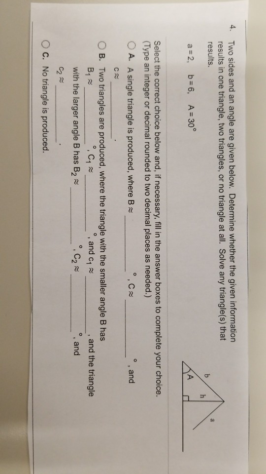 Solved Two Sides And An Angle Are Given Below. Determine | Chegg.com