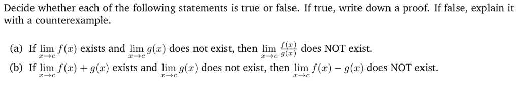 Solved Decide Whether Each Of The Following Statements Is | Chegg.com