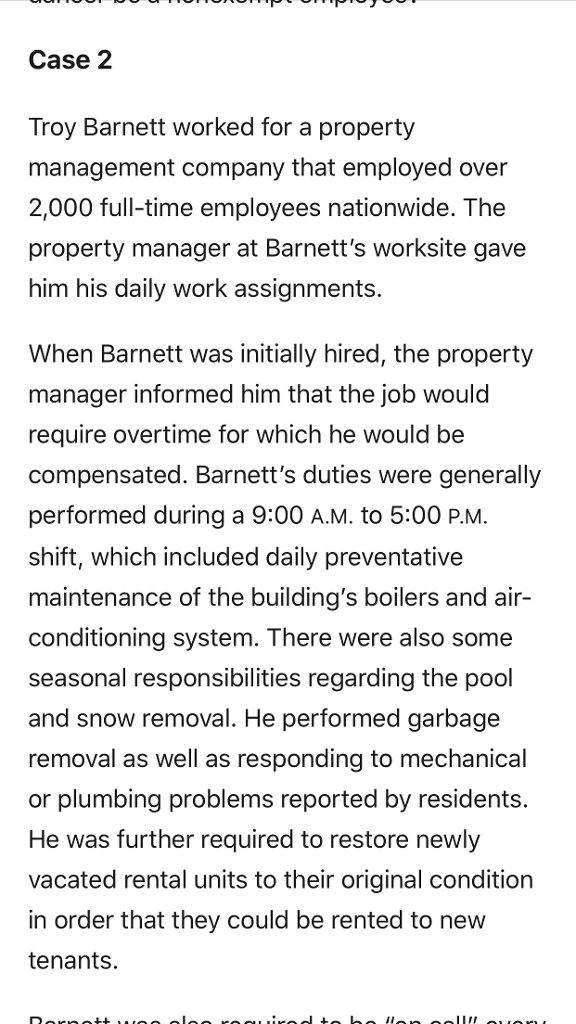 Solved Case 2 Troy worked for a property management