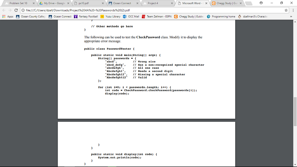Solved In java he basically gave us a tester and code for | Chegg.com