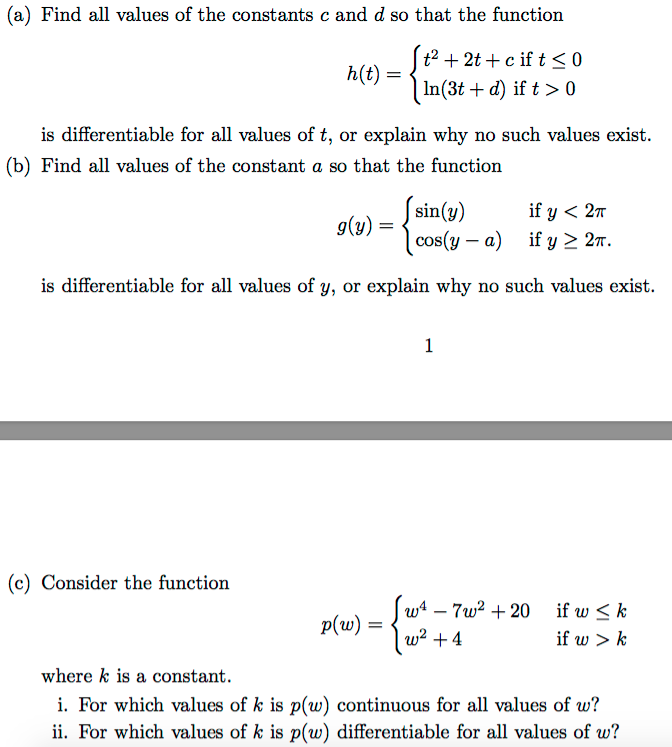 Solved (a) Find all values of the constants c and d so that | Chegg.com