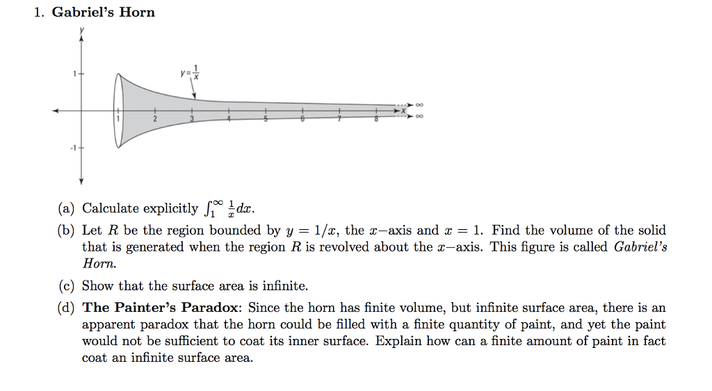 Solved 1. Gabriel's Horn 1 (a) Calculate explicitly J (b)
