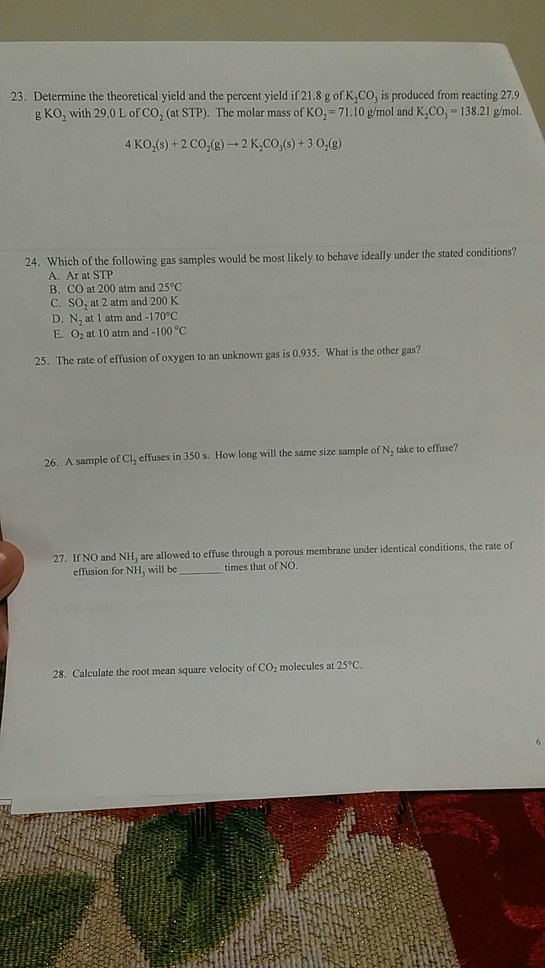 Solved 23. Determine The Theoretical Yield And The Percent | Chegg.com