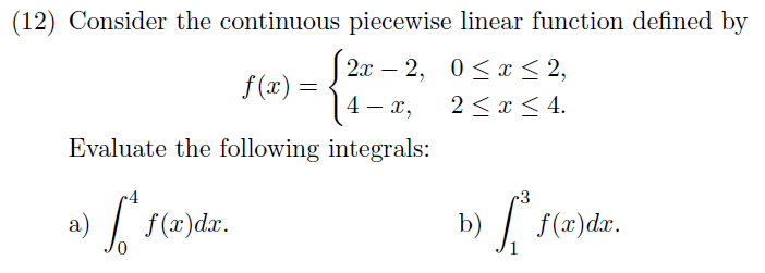 Solved Consider the continuous piecewise linear function | Chegg.com