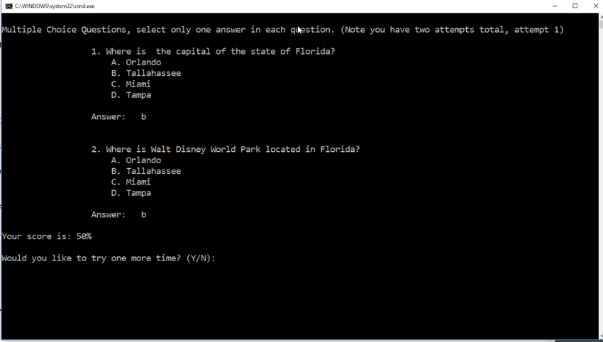 Solved Create C# program with two multiple choice | Chegg.com