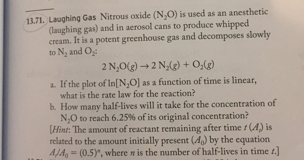 Solved Nitrous oxide (N_2 O) is used as an anesthetic