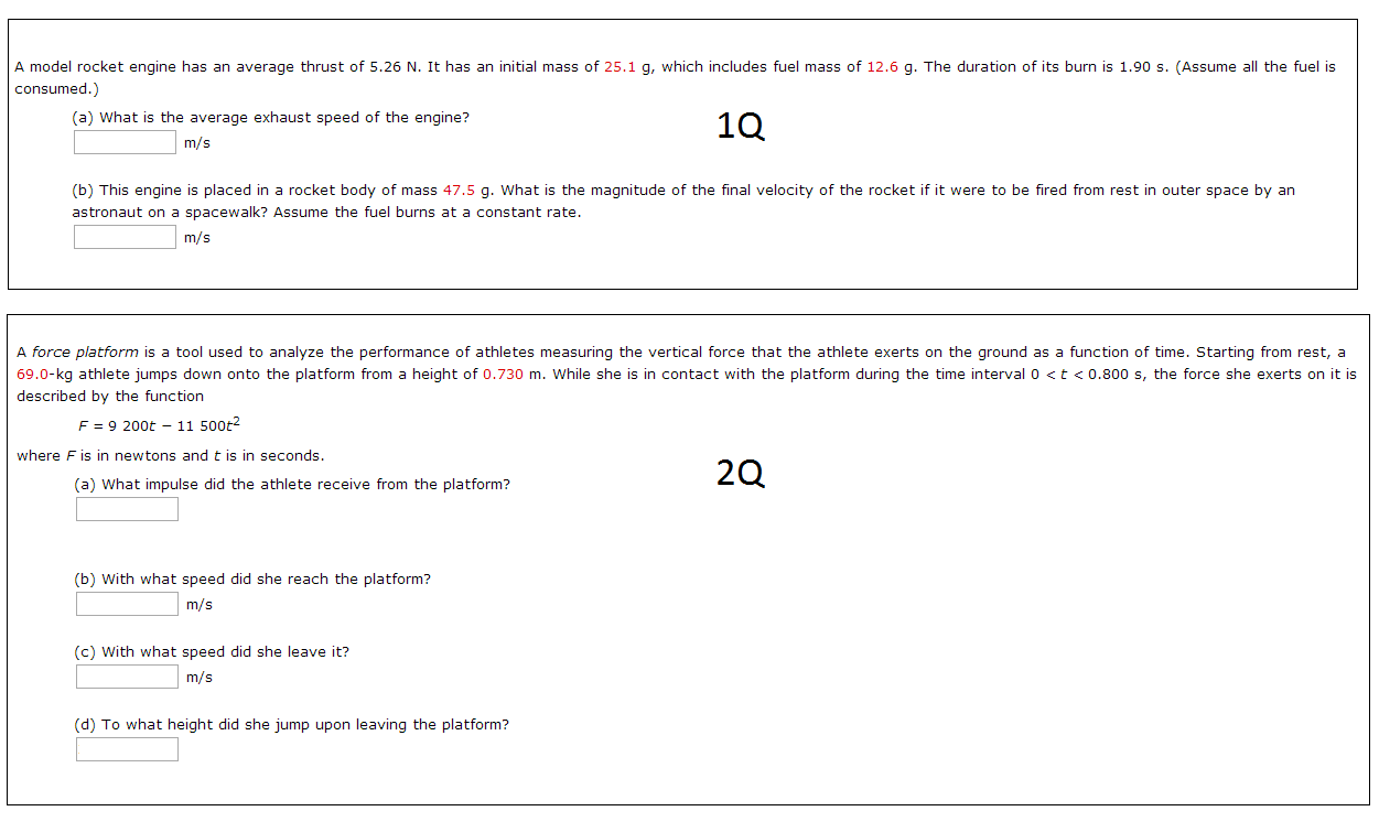 Solved A model rocket engine has an average thrust of 5.26