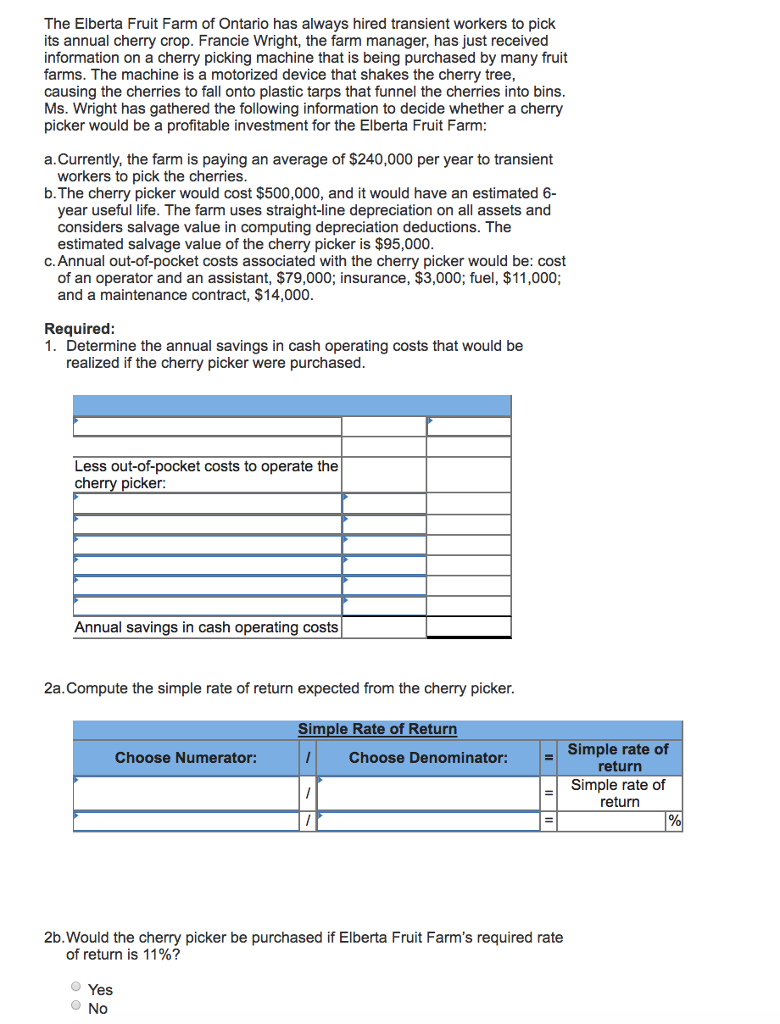 Solved The Elberta Fruit Farm of Ontario has always hired | Chegg.com