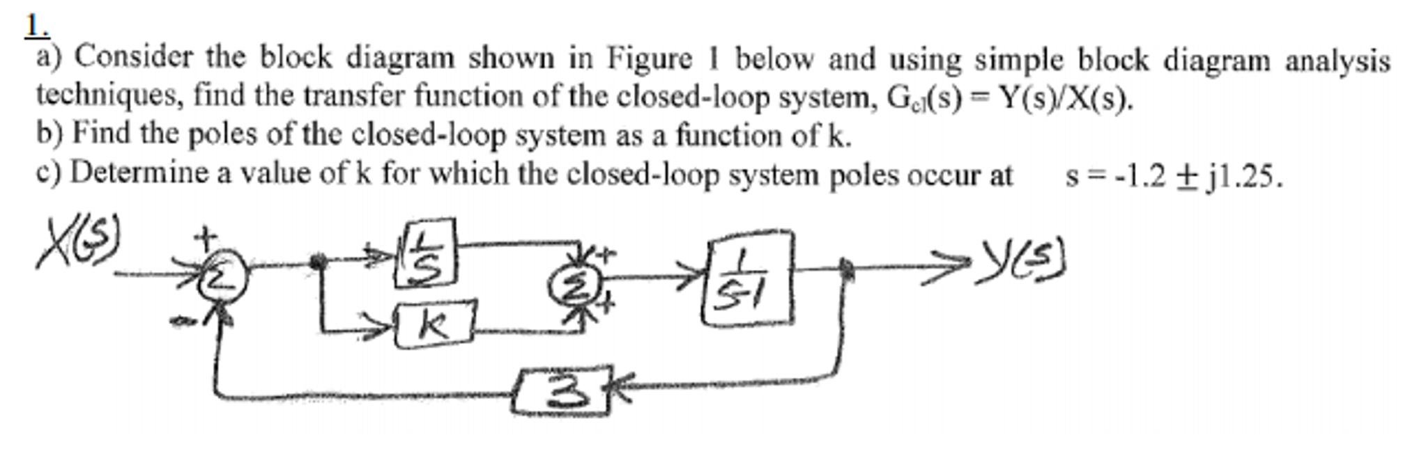 Solved Consider The Block Diagram Shown In Figure 1 Below | Chegg.com