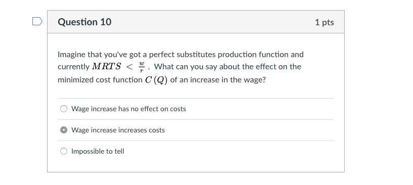 Solved D Question 10 1 pts Imagine that you've got a perfect | Chegg.com