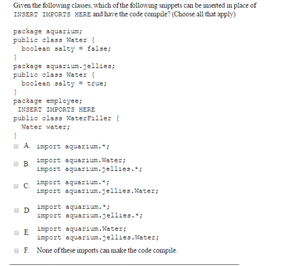 Solved Given the following classes, which of the following | Chegg.com