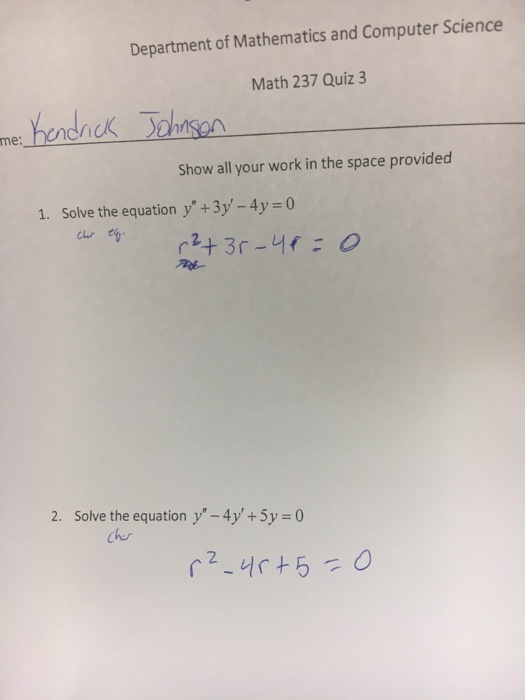 Solved Show all your work in the space provided Solve the | Chegg.com