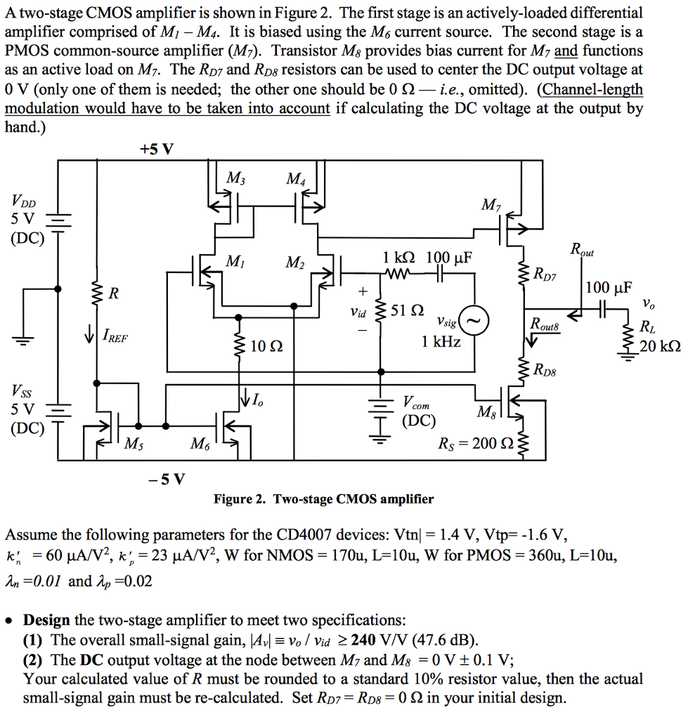 A Two-stage CMOS Amplifier Is Shown In Figure 2. The | Chegg.com