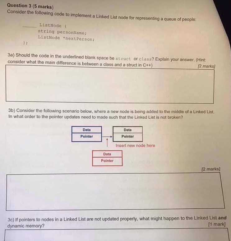 Solved Consider The Following Code To Implement A Linked | Chegg.com