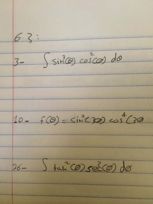 integration of sin 2 theta * cos 3 theta