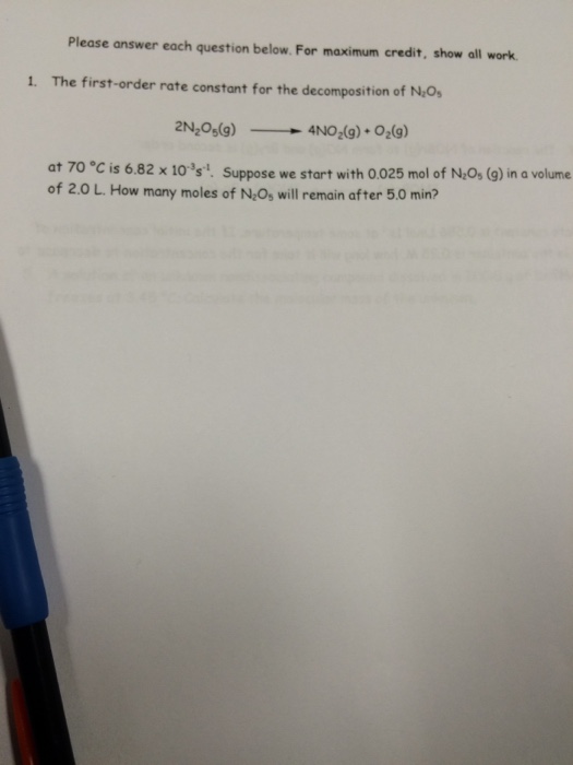 Solved the firstorder rate constant for the