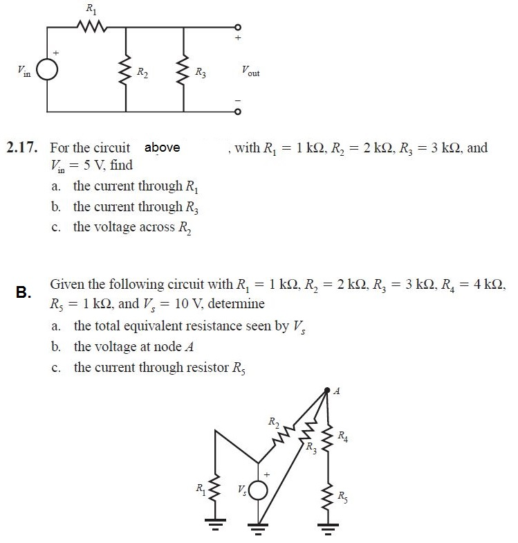 Solved 2.17. For the circuit above with R! = 1 k(2, R, = 2 | Chegg.com