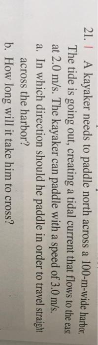 Solved A kayaker needs to paddle north across a 100-m wide | Chegg.com