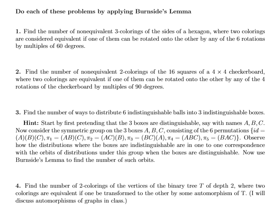 Solved Do each of these problems by applying Burnside's | Chegg.com