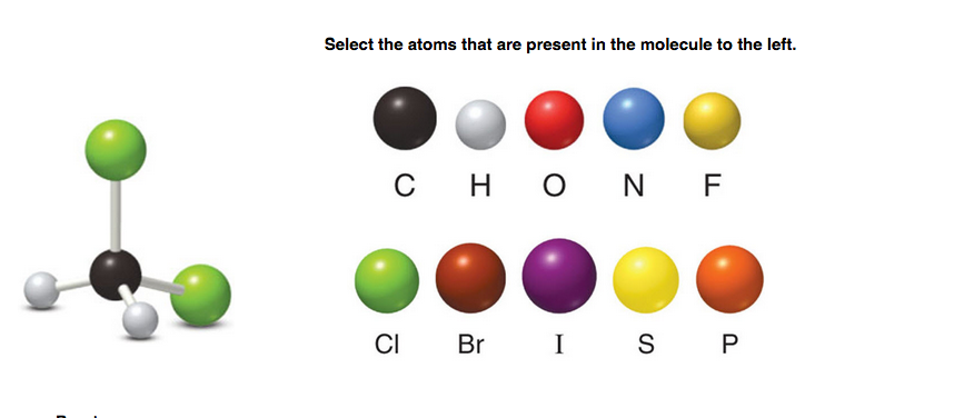 Solved Select the atoms that are present in the molecule to | Chegg.com
