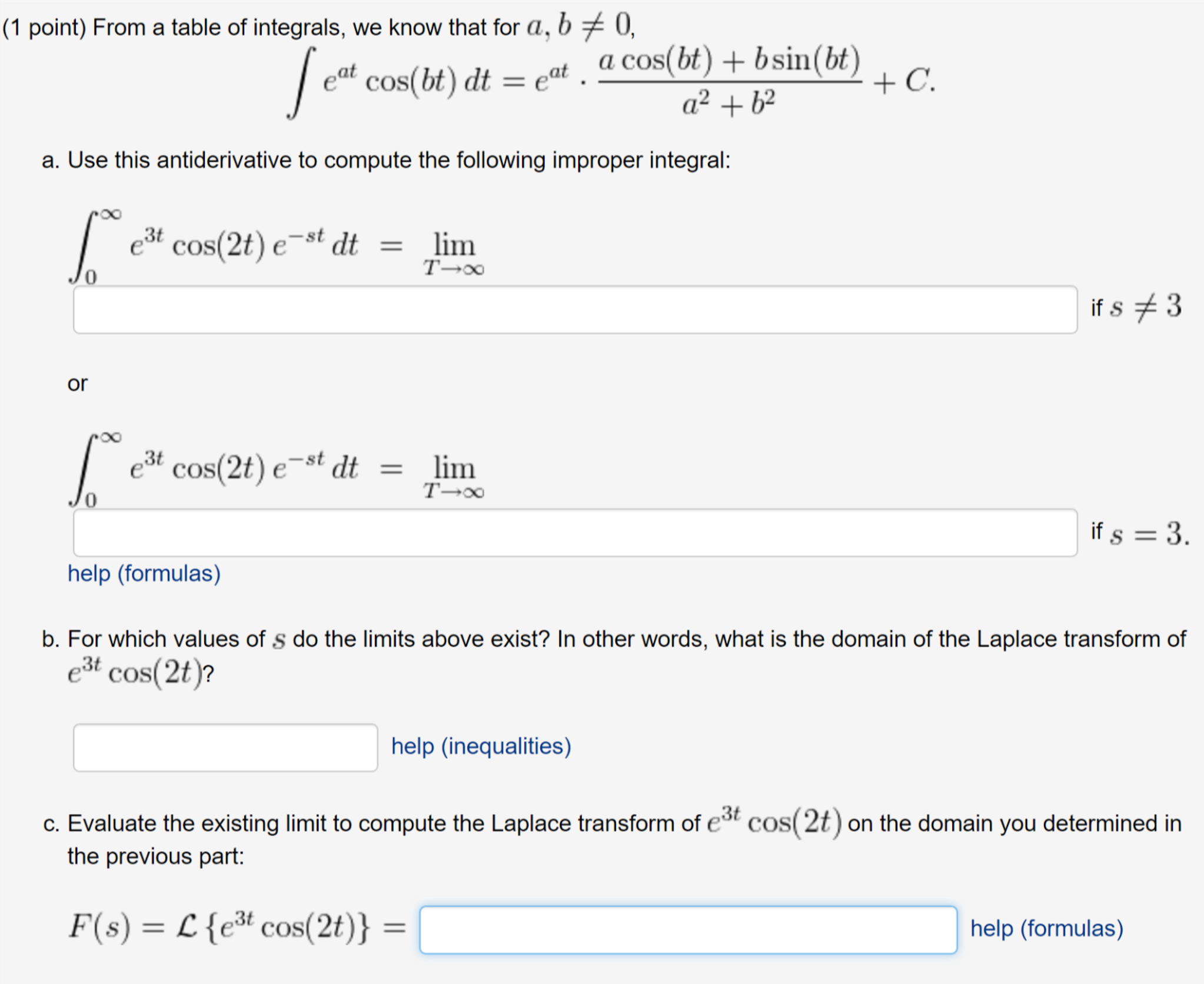 Solved From A Table Of Integrals, We Know That For A, B #0, | Chegg.com