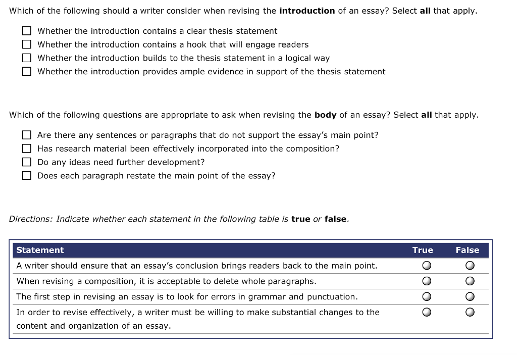 Solved Which of the following should a writer consider when | Chegg.com