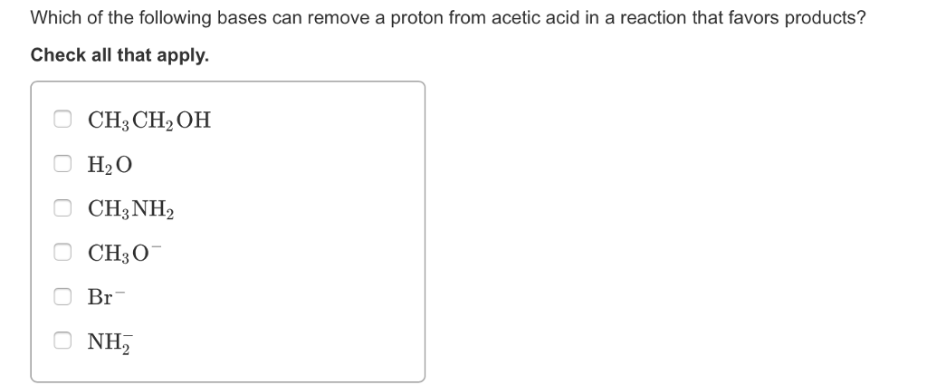 Solved Which of the following bases can remove a proton from | Chegg.com