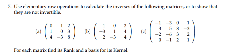 Solved 7. Use elementary row operations to calculate the | Chegg.com