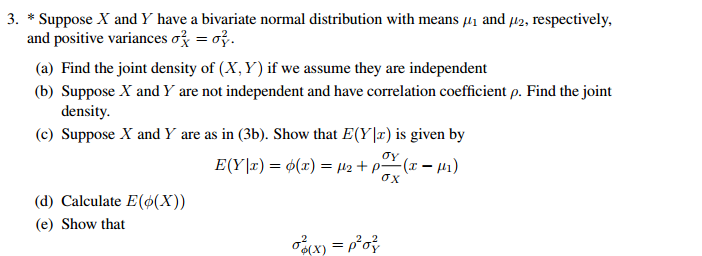 Suppose X and Y have a bivariate normal distribution | Chegg.com