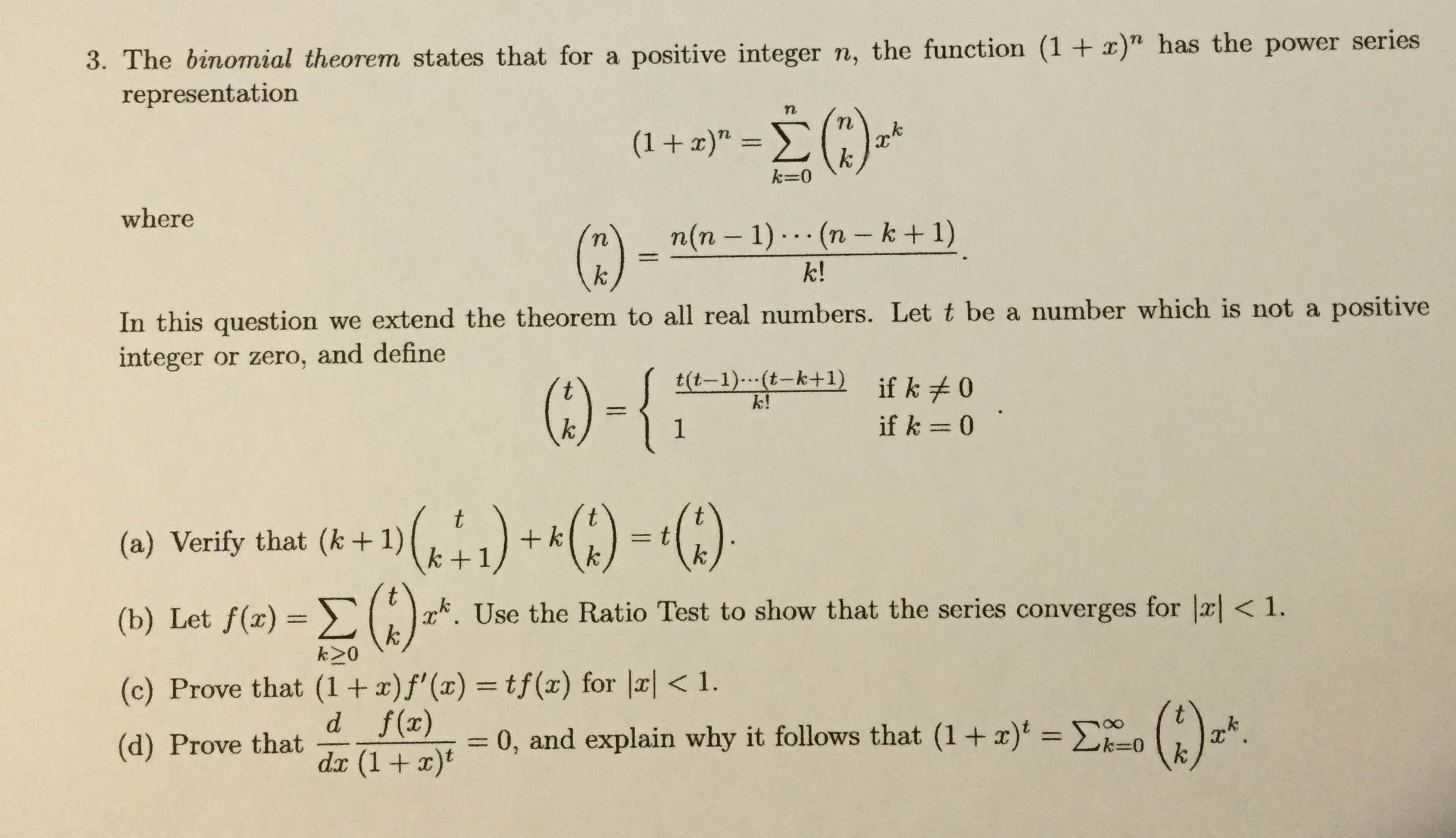The binomial theorem states that for a positive | Chegg.com
