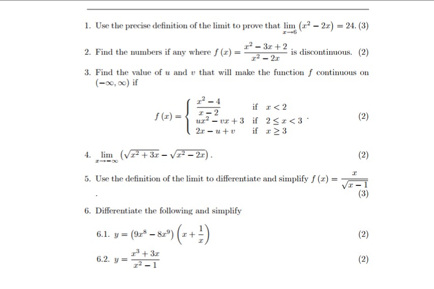 Solved 1. Use the precise definition of the limit to prove | Chegg.com