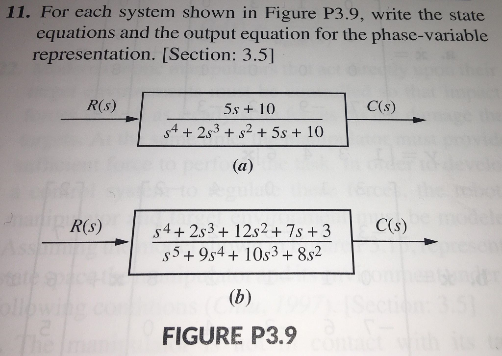 Solved 11. For each system shown in Figure P3.9, write the | Chegg.com