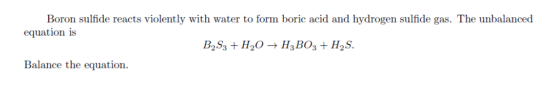 Solved Boron sulfide reacts violently with water to form | Chegg.com