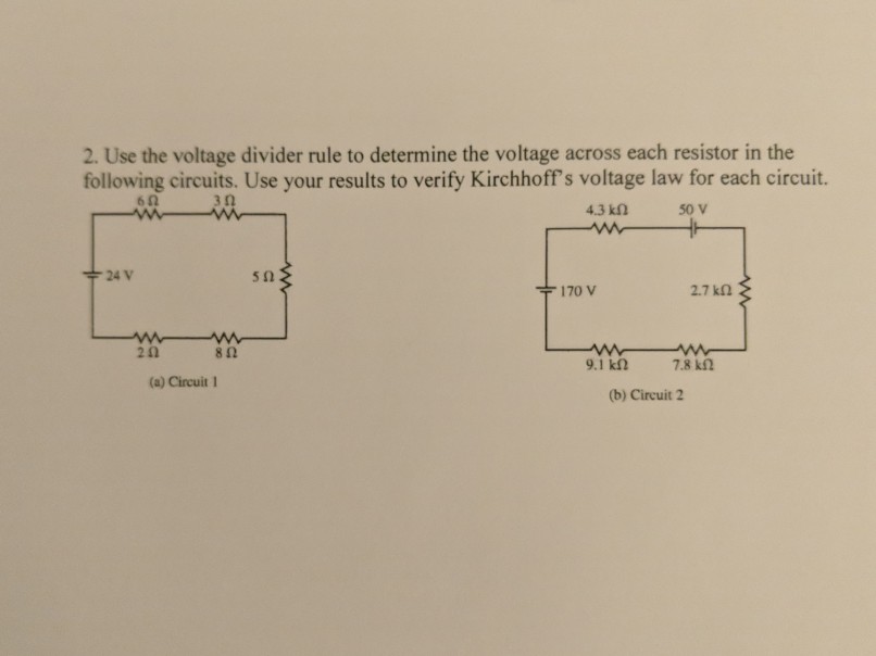 Solved 2. Use the voltage divider rule to determine the | Chegg.com