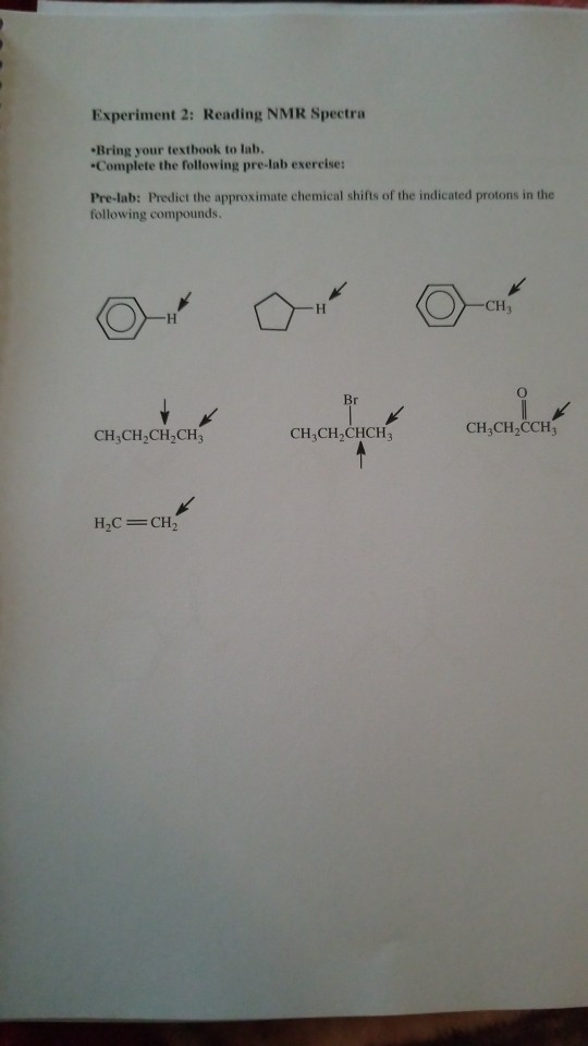 Solved Experiment 2 Reading NMR Spectra Bring your textbook
