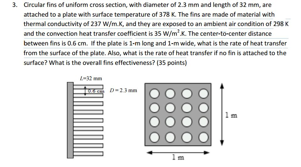 Solved Circular Fins Of Uniform Cross Section, With Diameter | Chegg.com