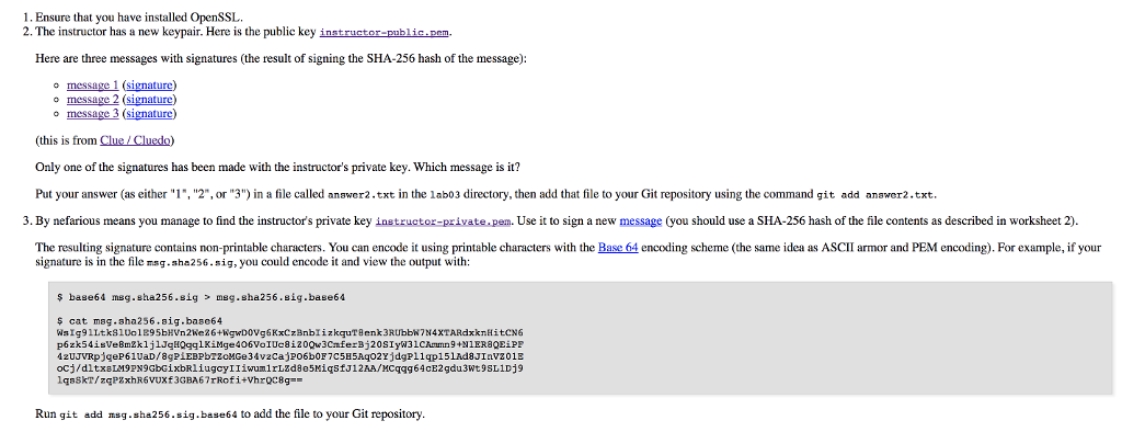  Ensure That You Have Installed OpenSSL 2 The Chegg