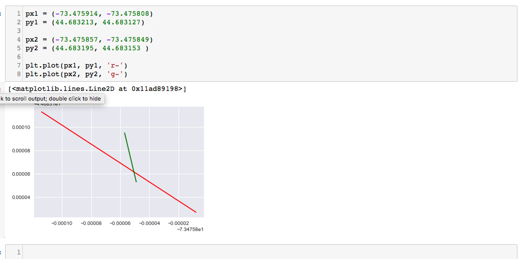 point of intersection of two lines python