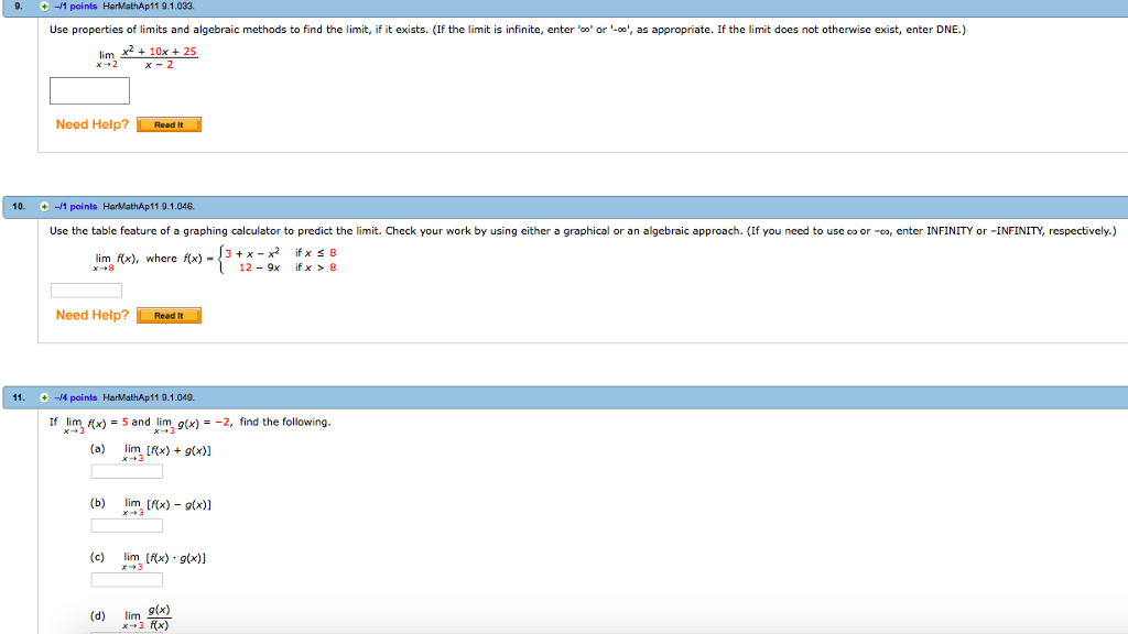 Solved 9 1 Points HarlathAp11 91 033 Use Properties Of Chegg