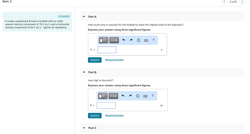 Solved Item 2 2of6 〉 Part A A rookie quarterback throws a
