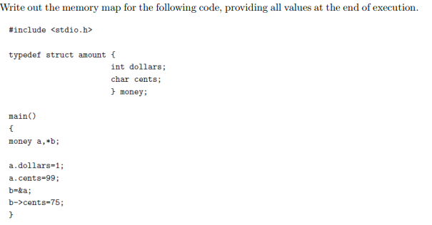 Solved Write out the memory map for the following code, | Chegg.com
