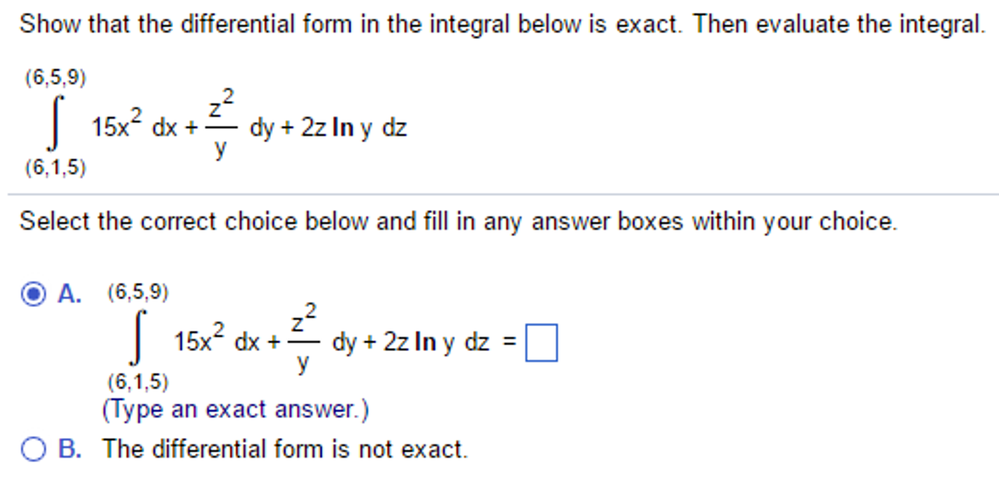 Solved Show that the differential form in the integral below | Chegg ...