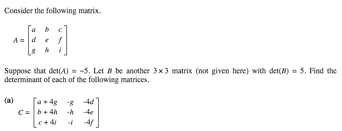 Solved Consider the following matrix. Suppose that dct(A) = | Chegg.com