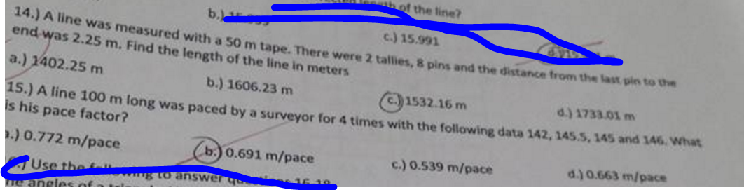 Solved A line was measured with a 50m tape. There were 2 | Chegg.com
