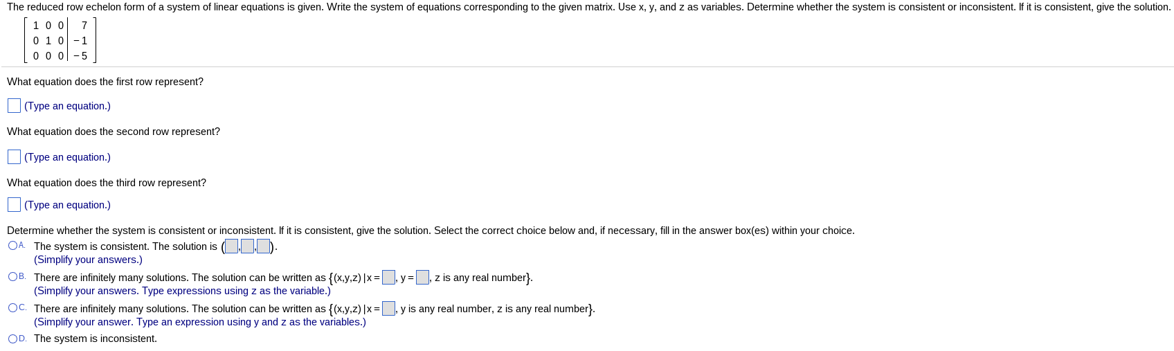 solved-the-reduced-row-echelon-form-of-a-system-of-linear-chegg