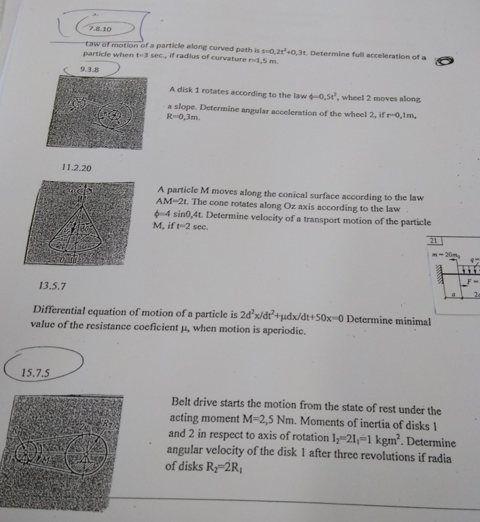 Solved 13 5 7 Differential Equation Of A Particle Is 2 D 2 Chegg